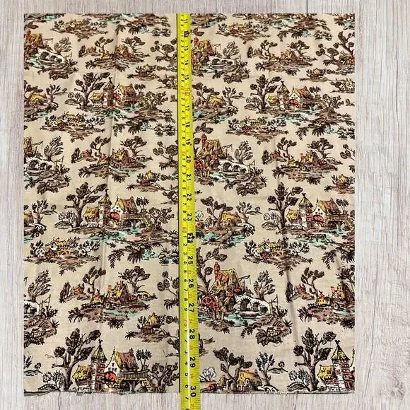 VTG Fabric Vat Color Print Farmhouse Cottage Lake Pre Shrunk 2 Pieces Read